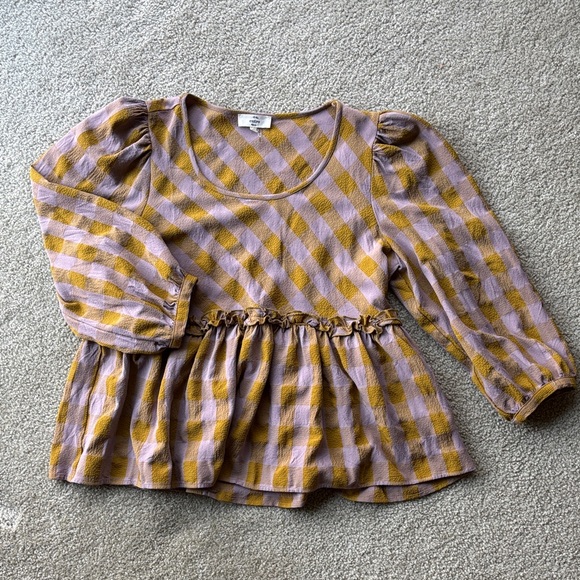 entro Tops - 🪷entro Checkered Blouse 3/4 Sleeve, Medium, EUC